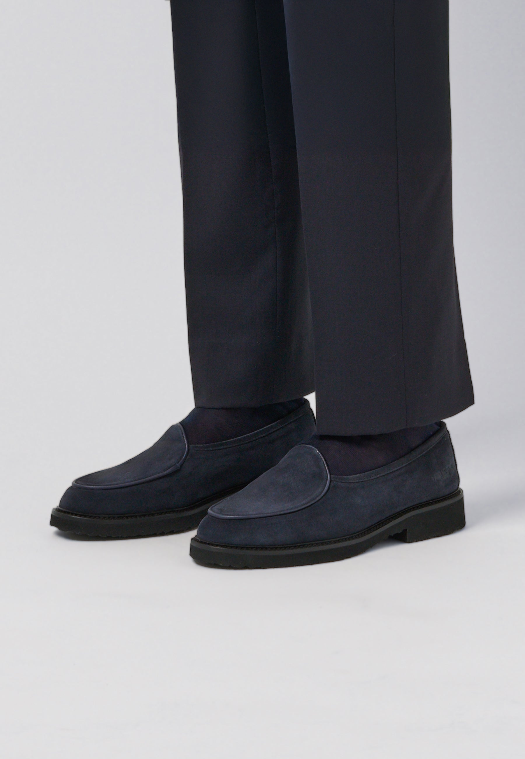 Belgian Loafer - Navy Suede