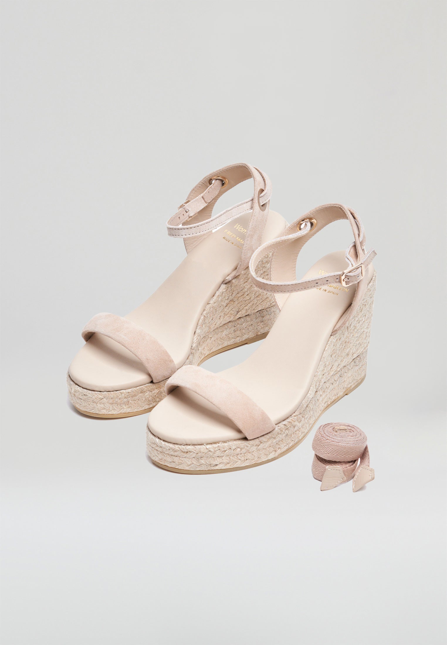 Keilsandalen - Beiges Wildleder