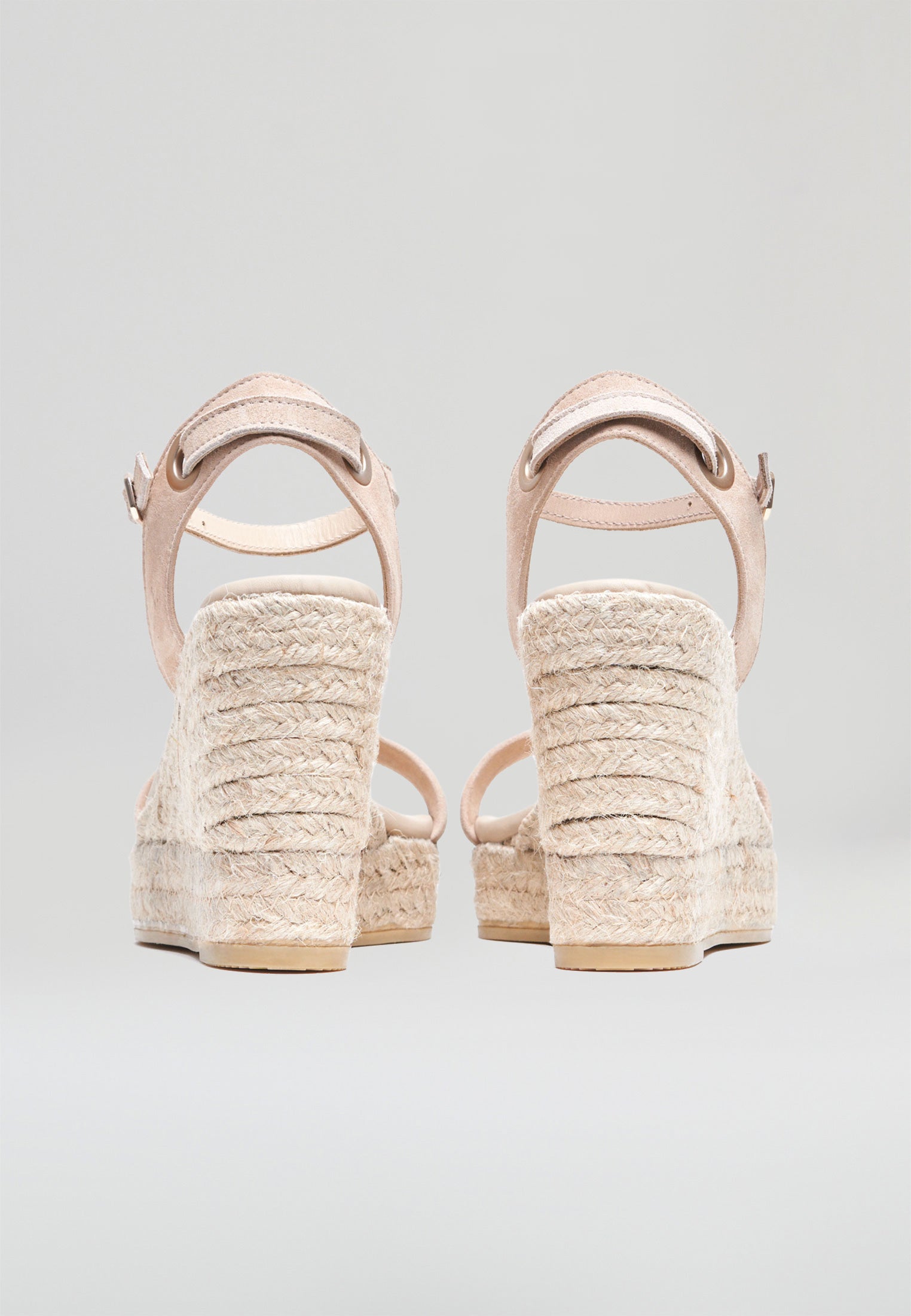Keilsandalen - Beiges Wildleder