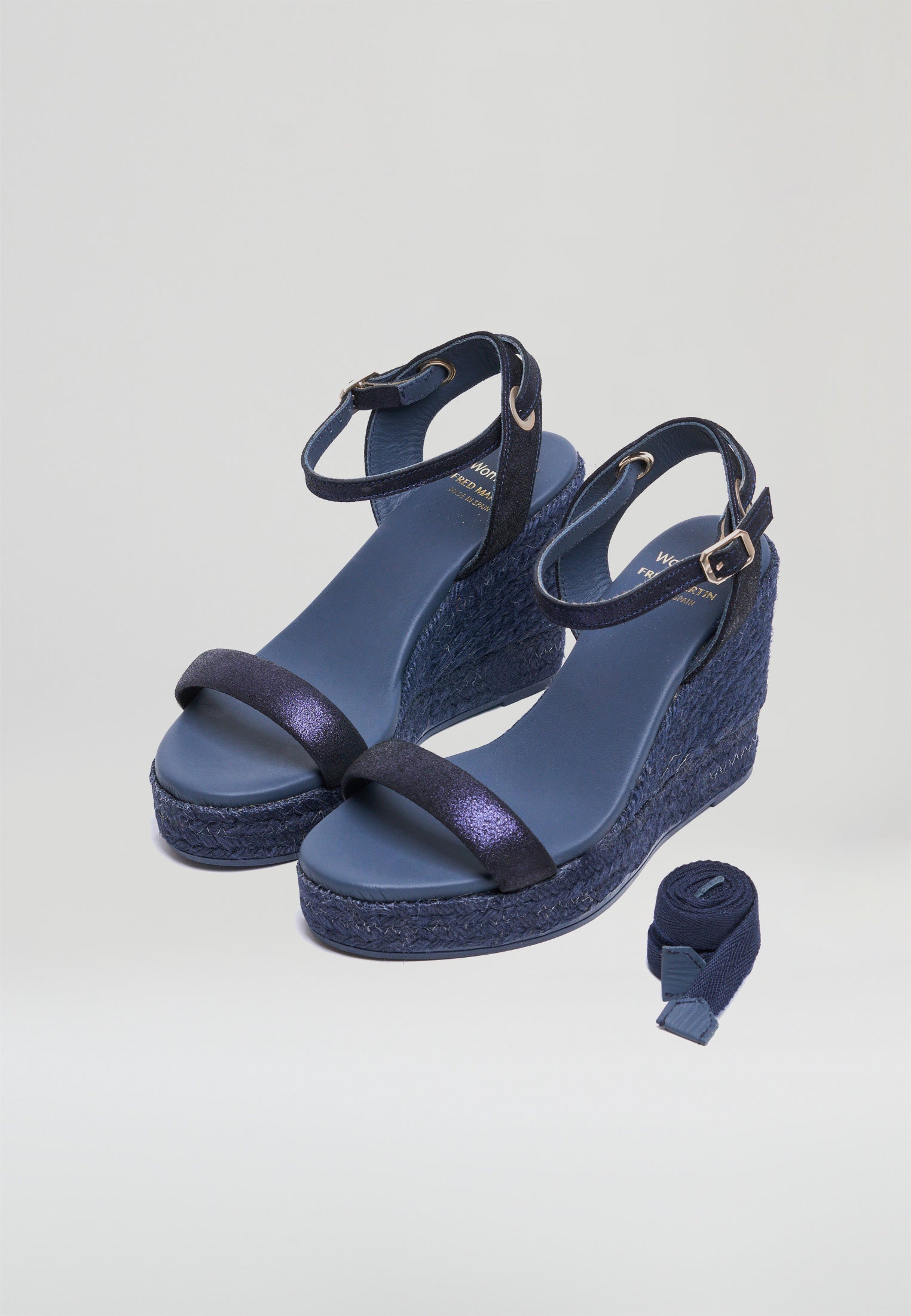 Wedge Sandals - Navy Suede