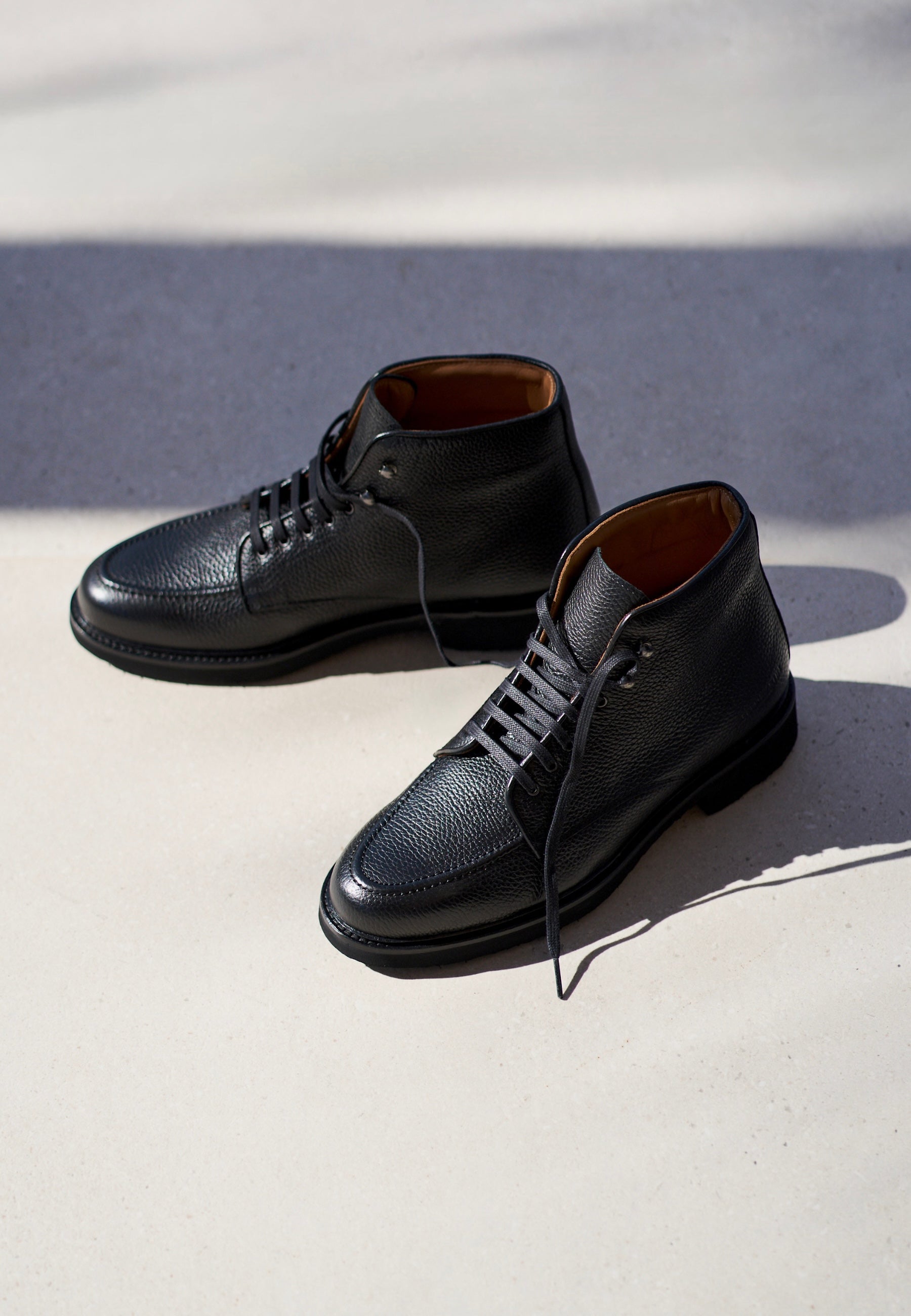 Laced Boots - Full-Grain Black Leather