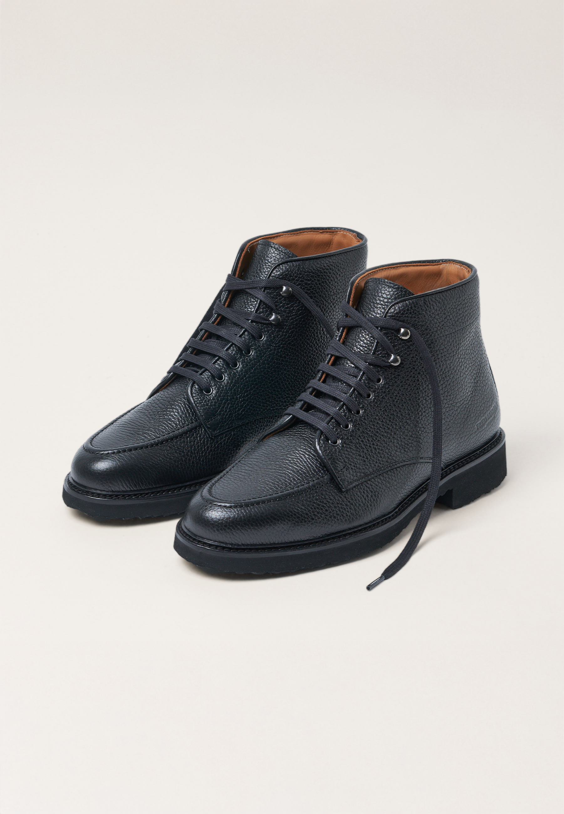 Laced Boots - Full-Grain Black Leather