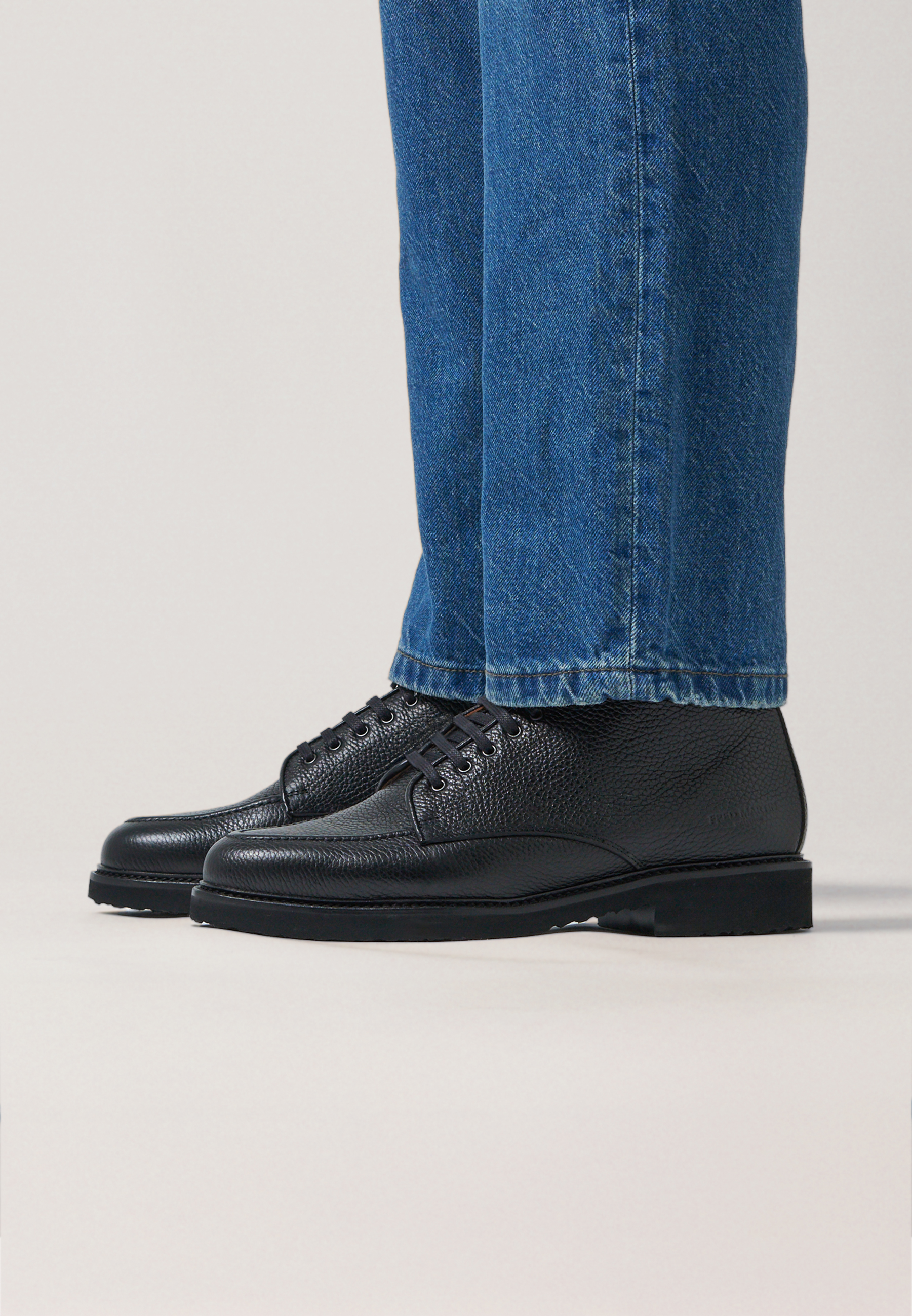 Laced Boots - Full-Grain Black Leather