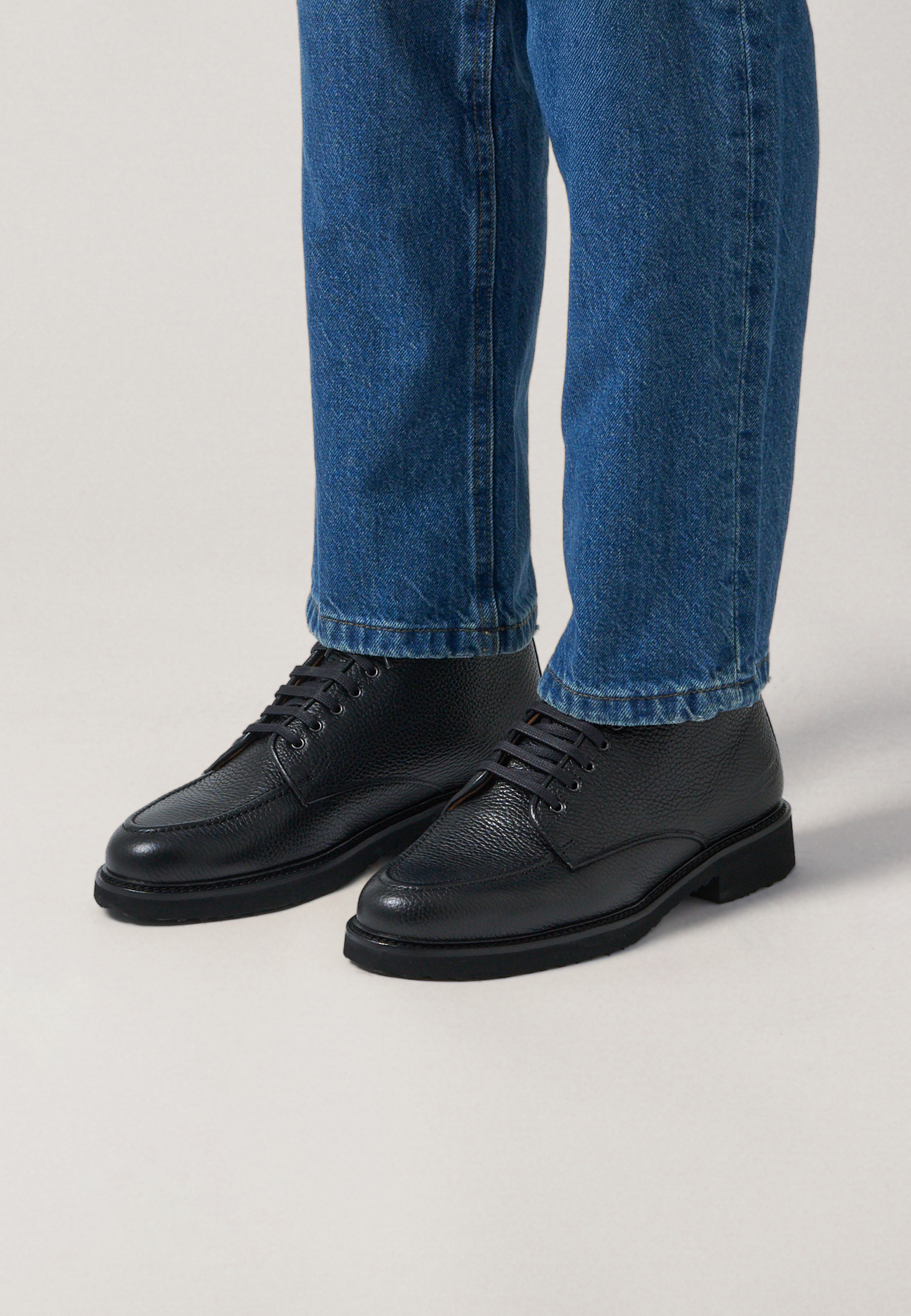 Laced Boots - Full-Grain Black Leather