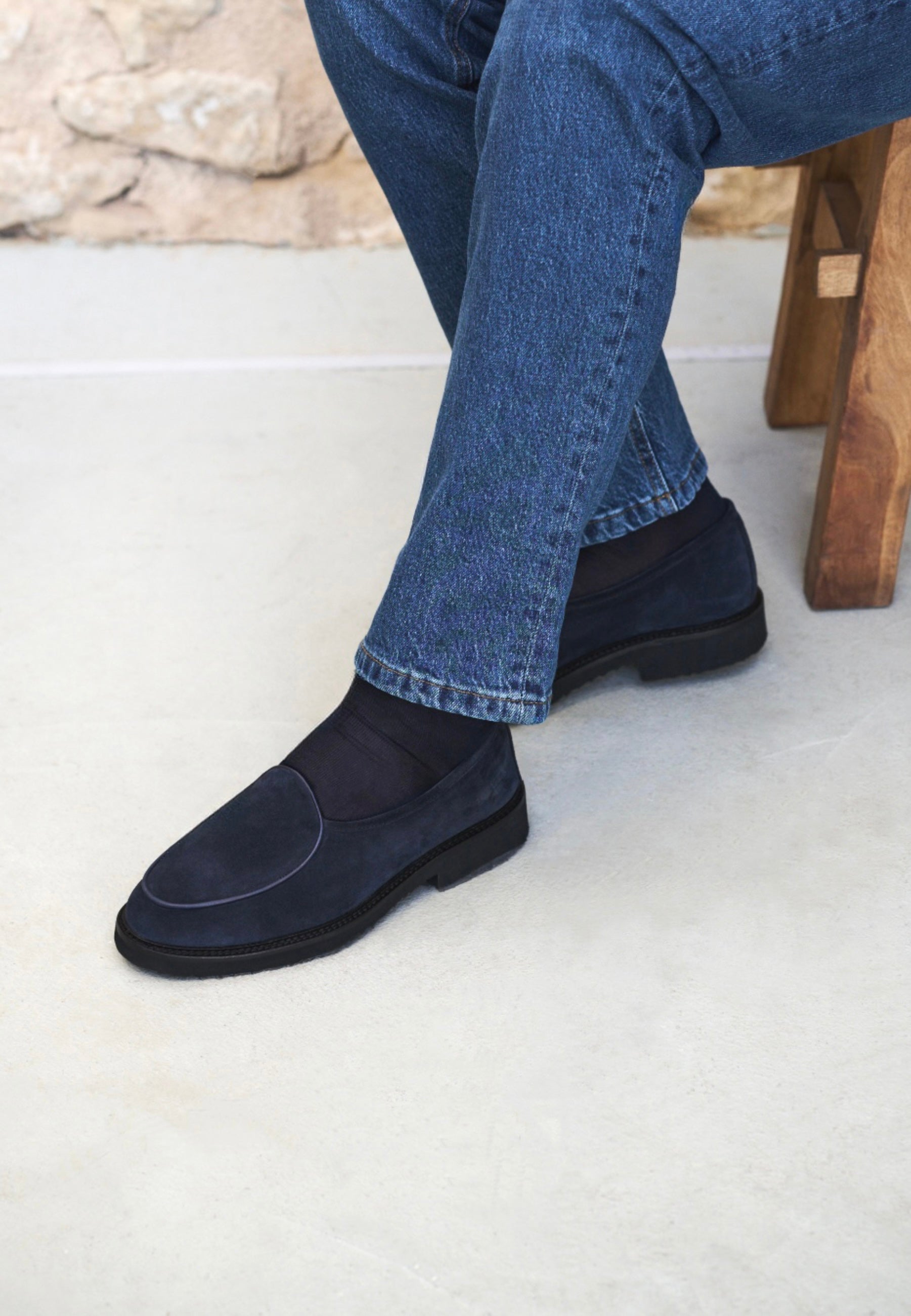 Belgian Loafer - Navy Suede