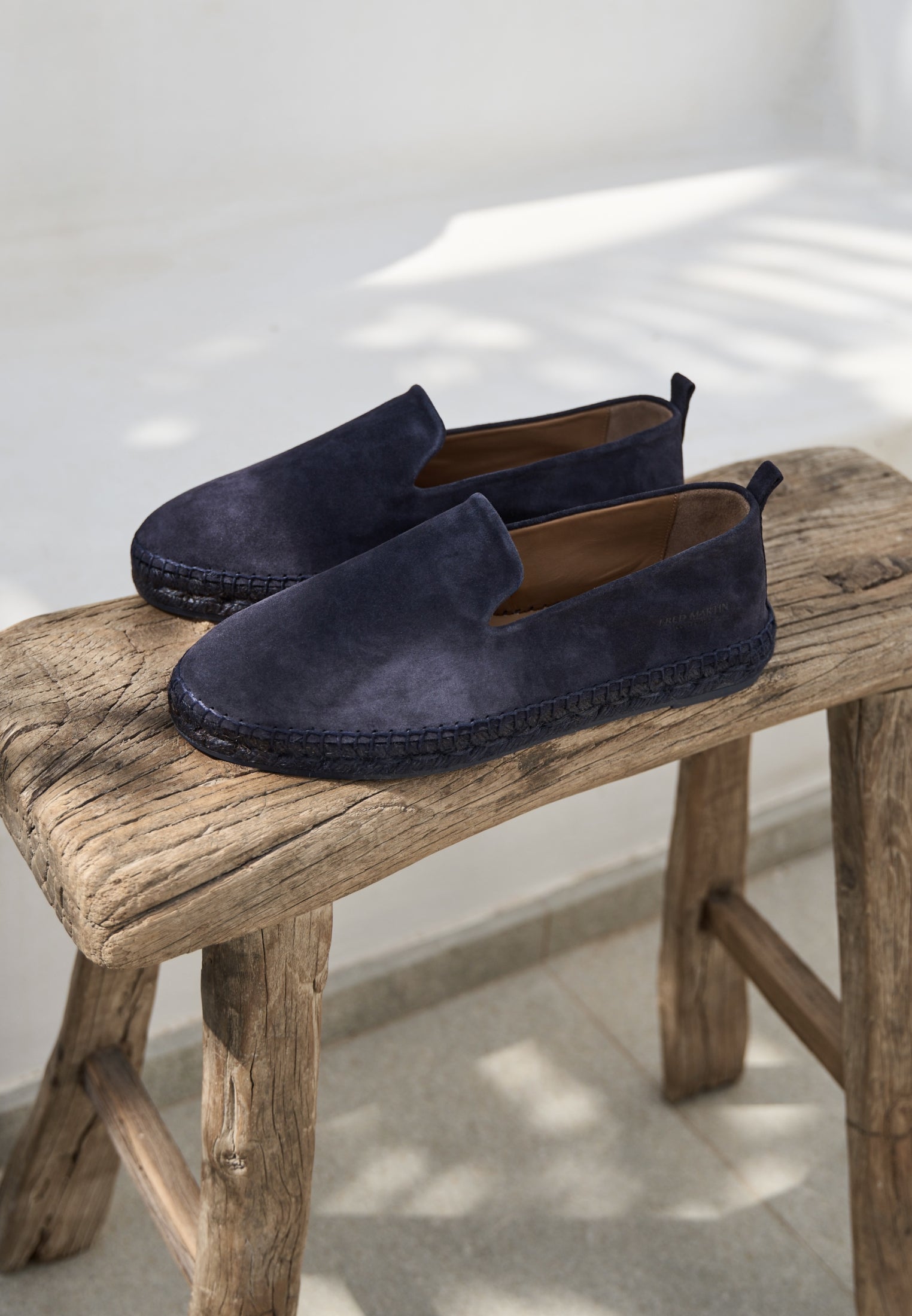 Hausschuhe - Blaues Wildleder