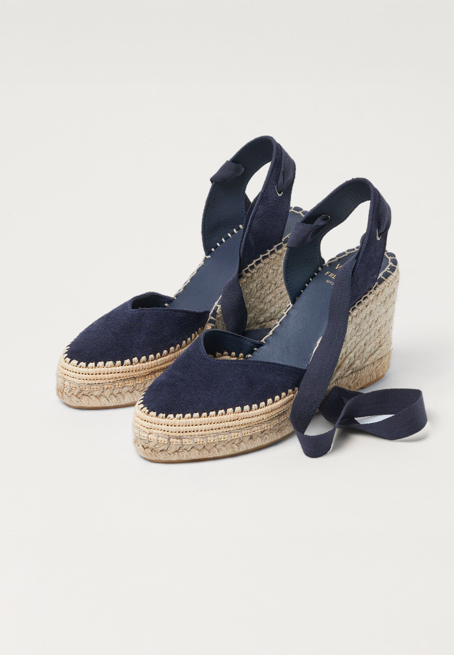 Raffia Wedges - Midnight Suede