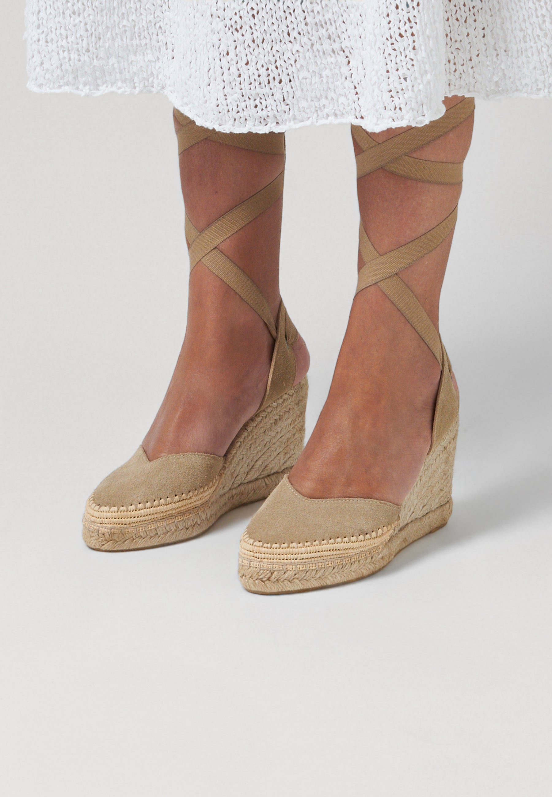 Raffia Wedges - Sahara Suede
