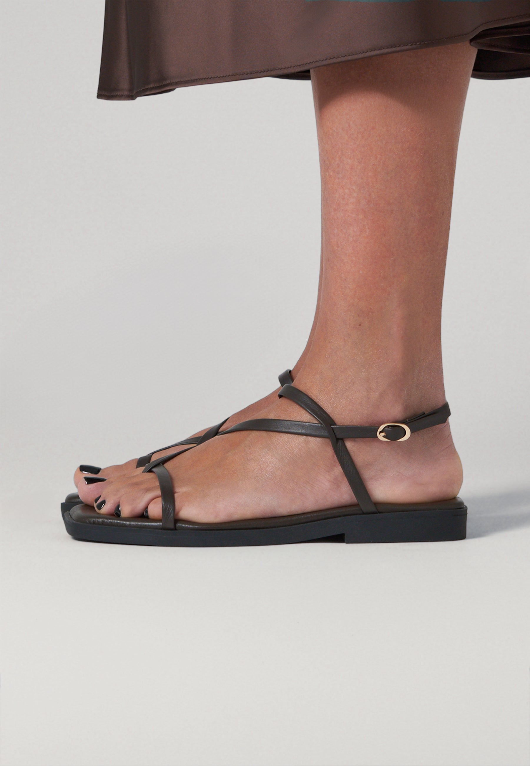 Strappy Sandals - Chocolate Leather