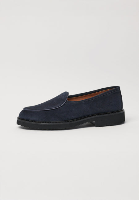 Belgian Loafer - Navy Suede