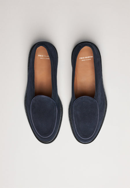 Belgian Loafer - Navy Suede