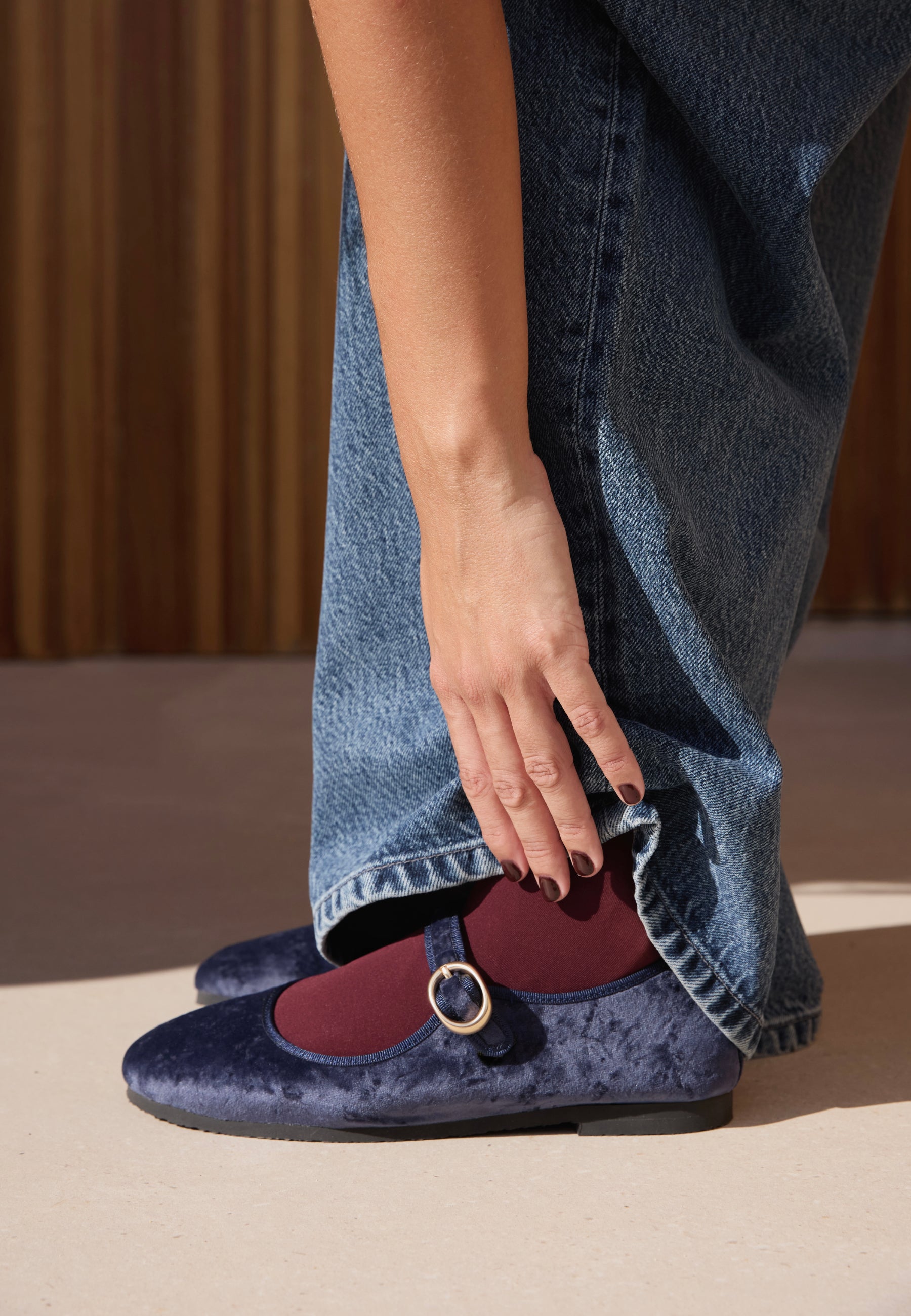 Mary Jane - Ocean Velvet Plissé