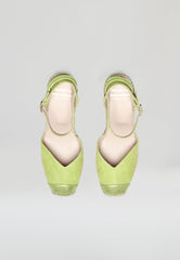 Square Toe Wedges - Lime Suede