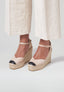 Square Toe Wedges - Taupe Black Suede