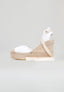 Square Toe Wedges - White Leather