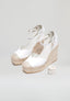 Square Toe Wedges - White Leather