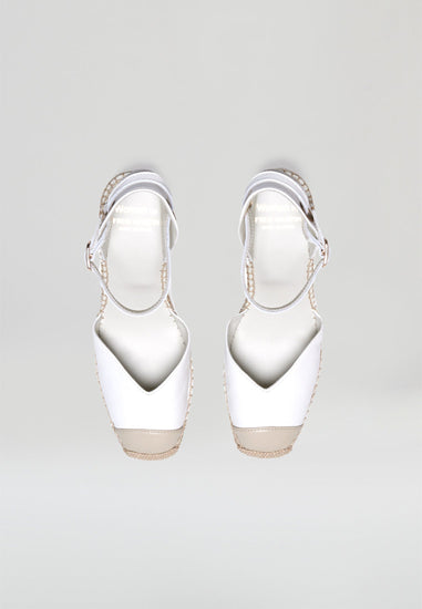 Square Toe Wedges - White Leather