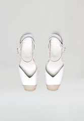 Square Toe Wedges - White Leather