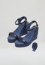 Wedge Sandals - Navy Suede