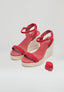 Wedge Sandals - Red Suede