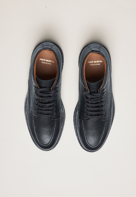 Laced Boots -  Full-Grain Black Leather