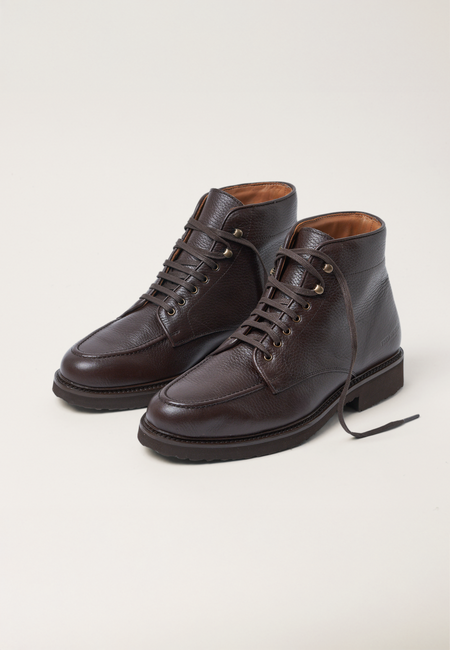Laced Boots -  Full-Grain Brown Leather