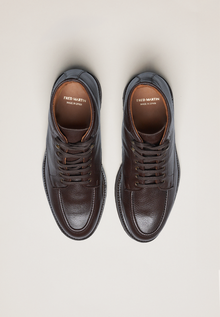 Laced Boots -  Full-Grain Brown Leather