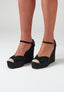 Square Toe Wedges - Black Suede