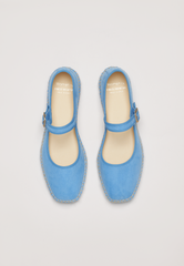 Ballerinas - Himmelblaues veganes Wildleder