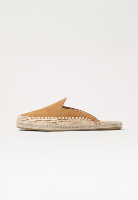 Raffia Mules - Camel Suede