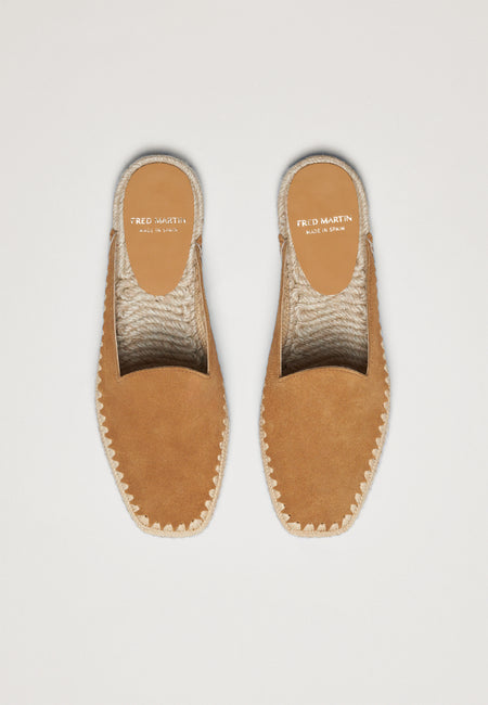 Raffia Mules - Camel Suede