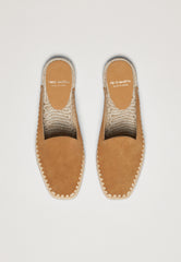 Raffia Mules - Camel Suede
