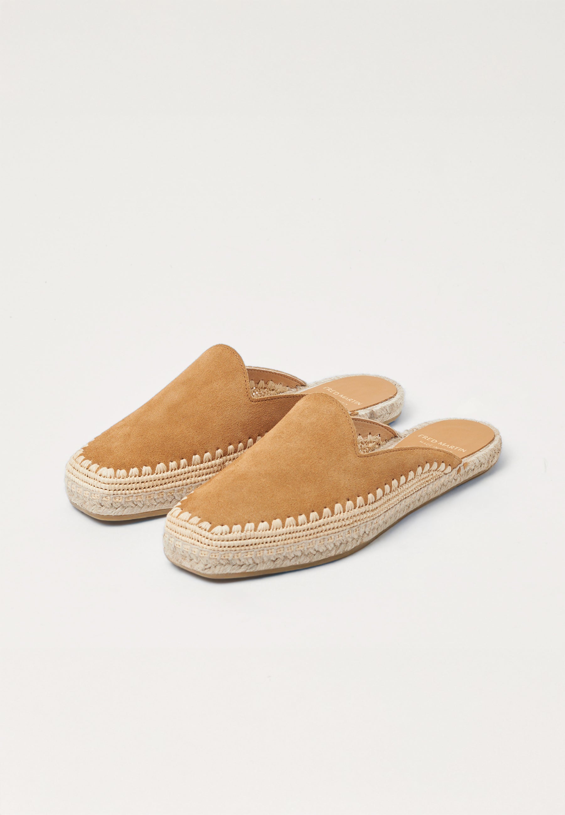 Raffia Mules - Camel Suede