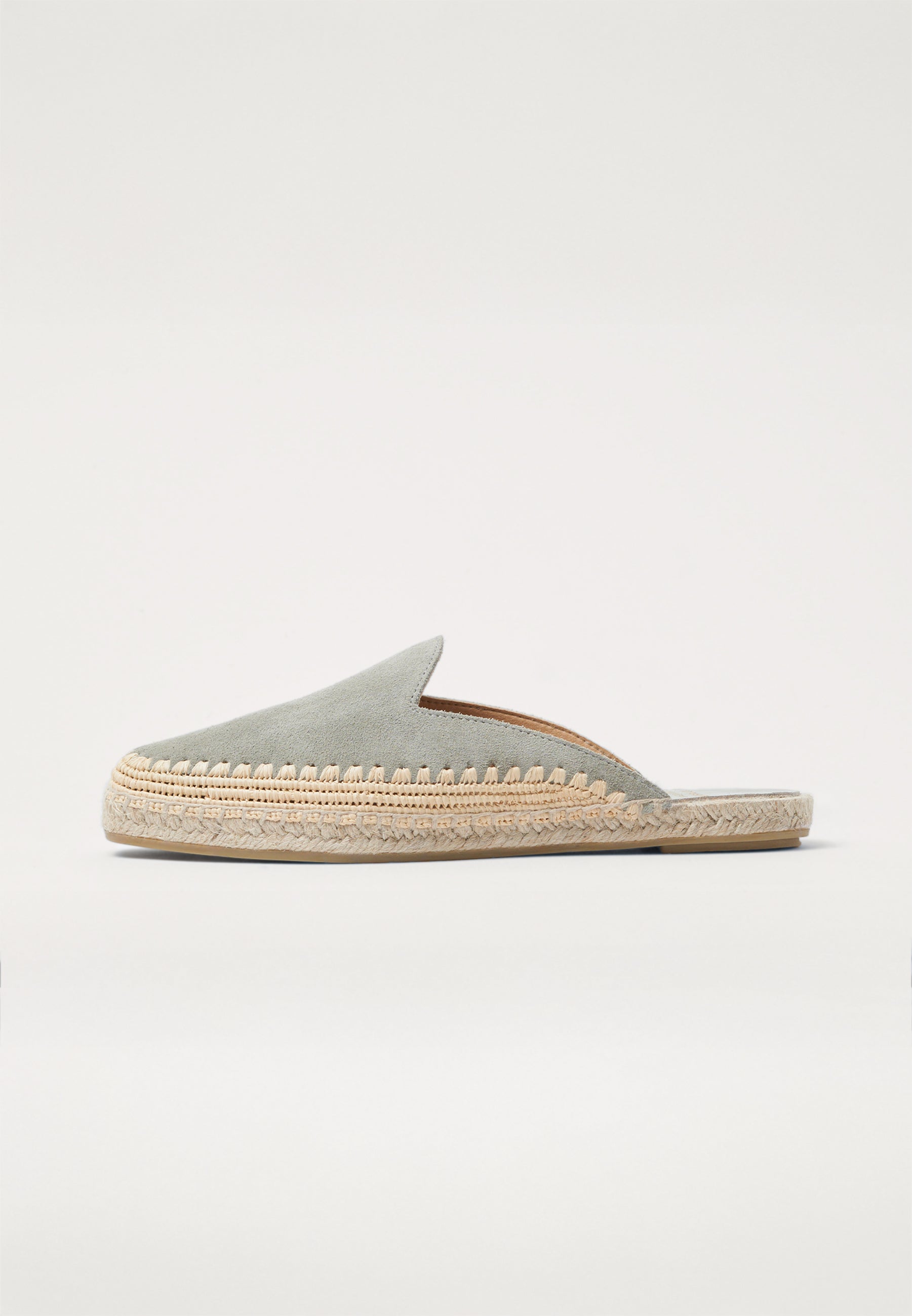 Raffia Mules - Sage Suede