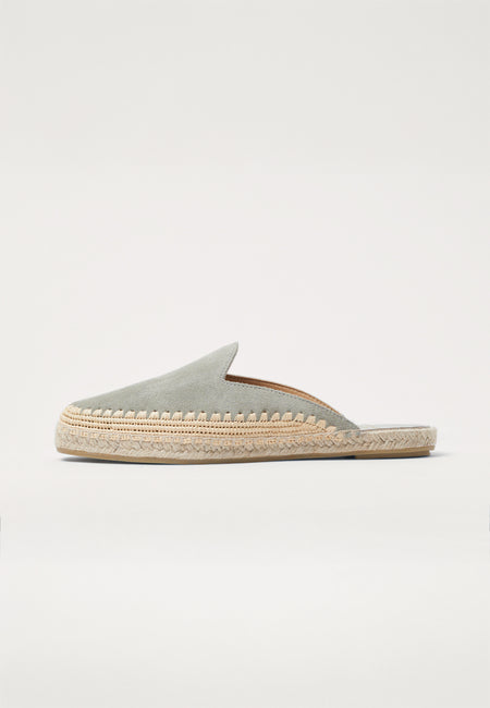 Raffia Mules - Sage Suede