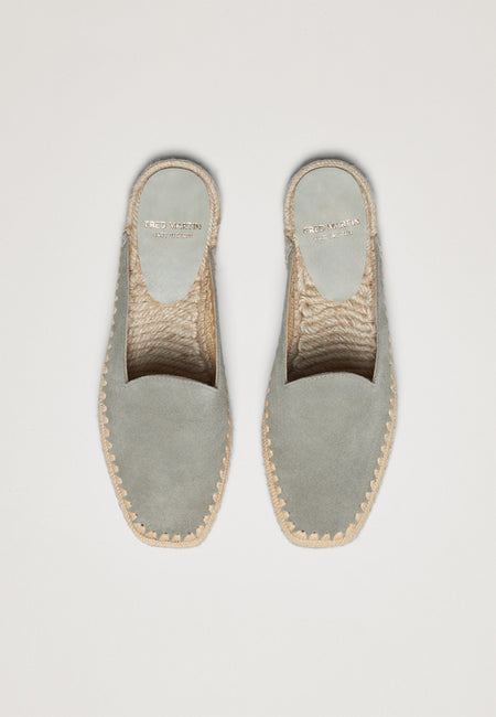 Raffia Mules - Sage Suede