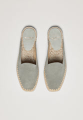 Raffia Mules - Sage Suede