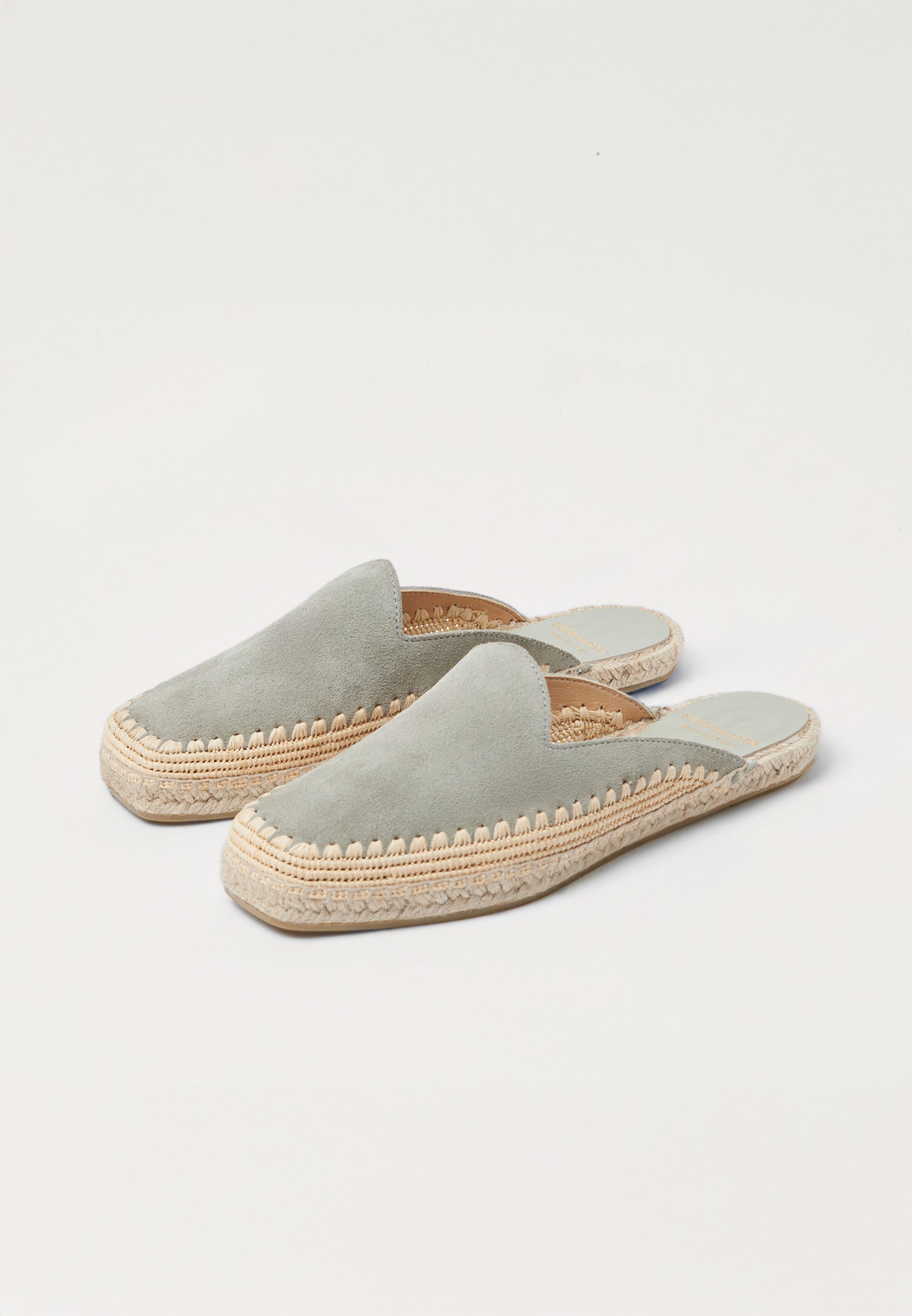 Raffia Mules - Sage Suede