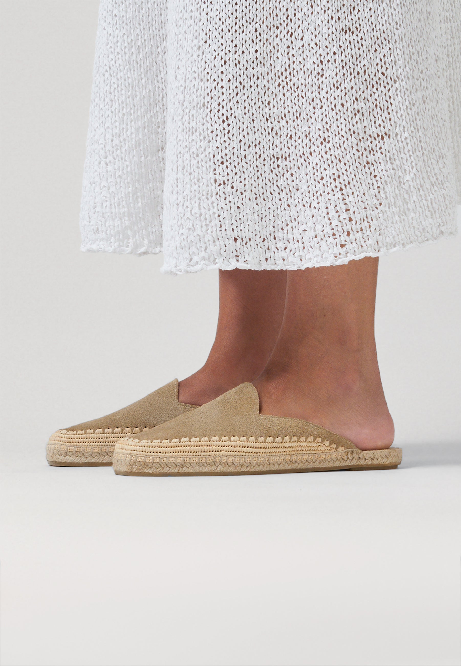 Raffia Mules - Sahara Suede