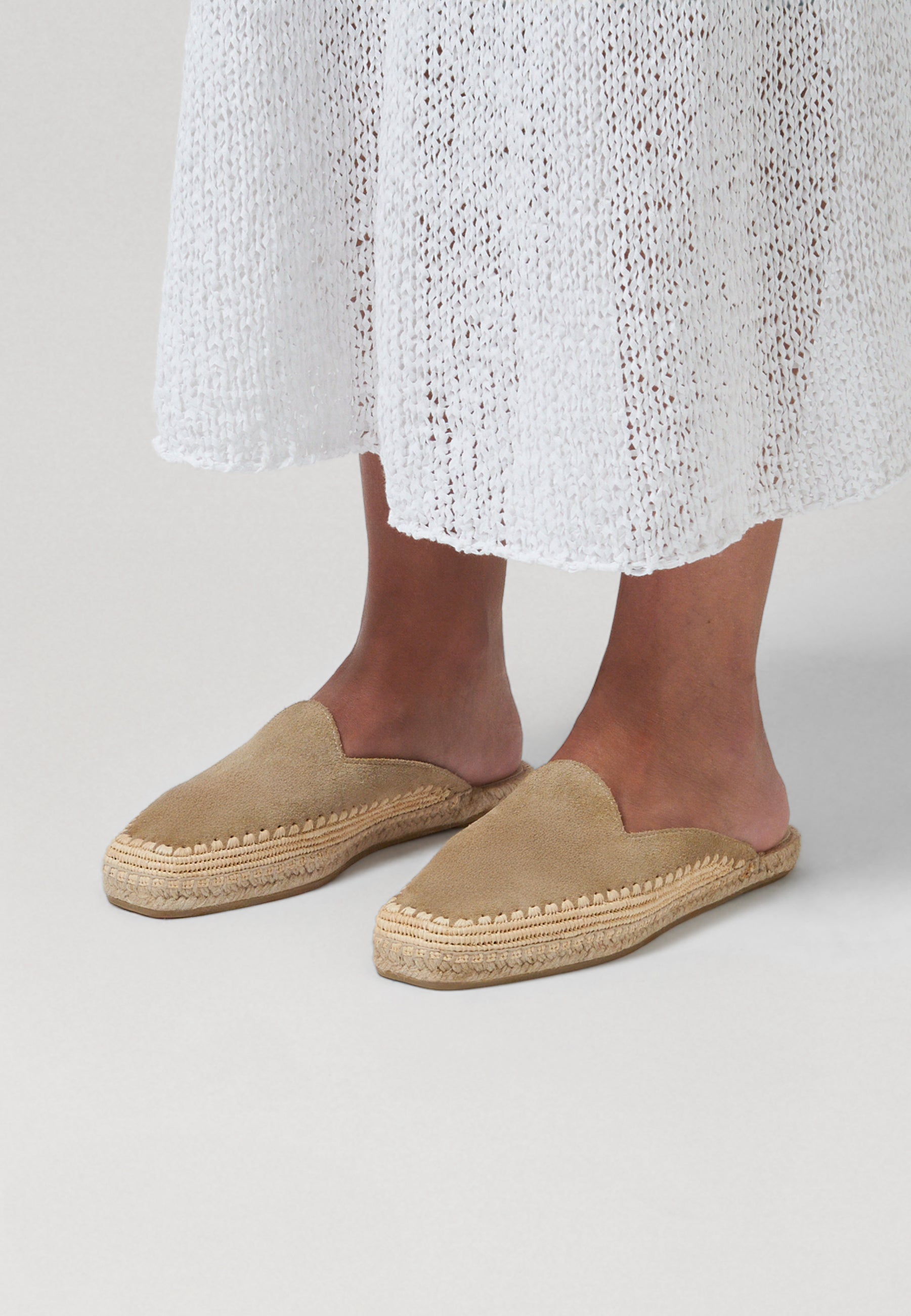 Raffia Mules - Sahara Suede