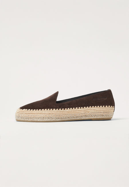 Raffia Slippers - Brun Suede