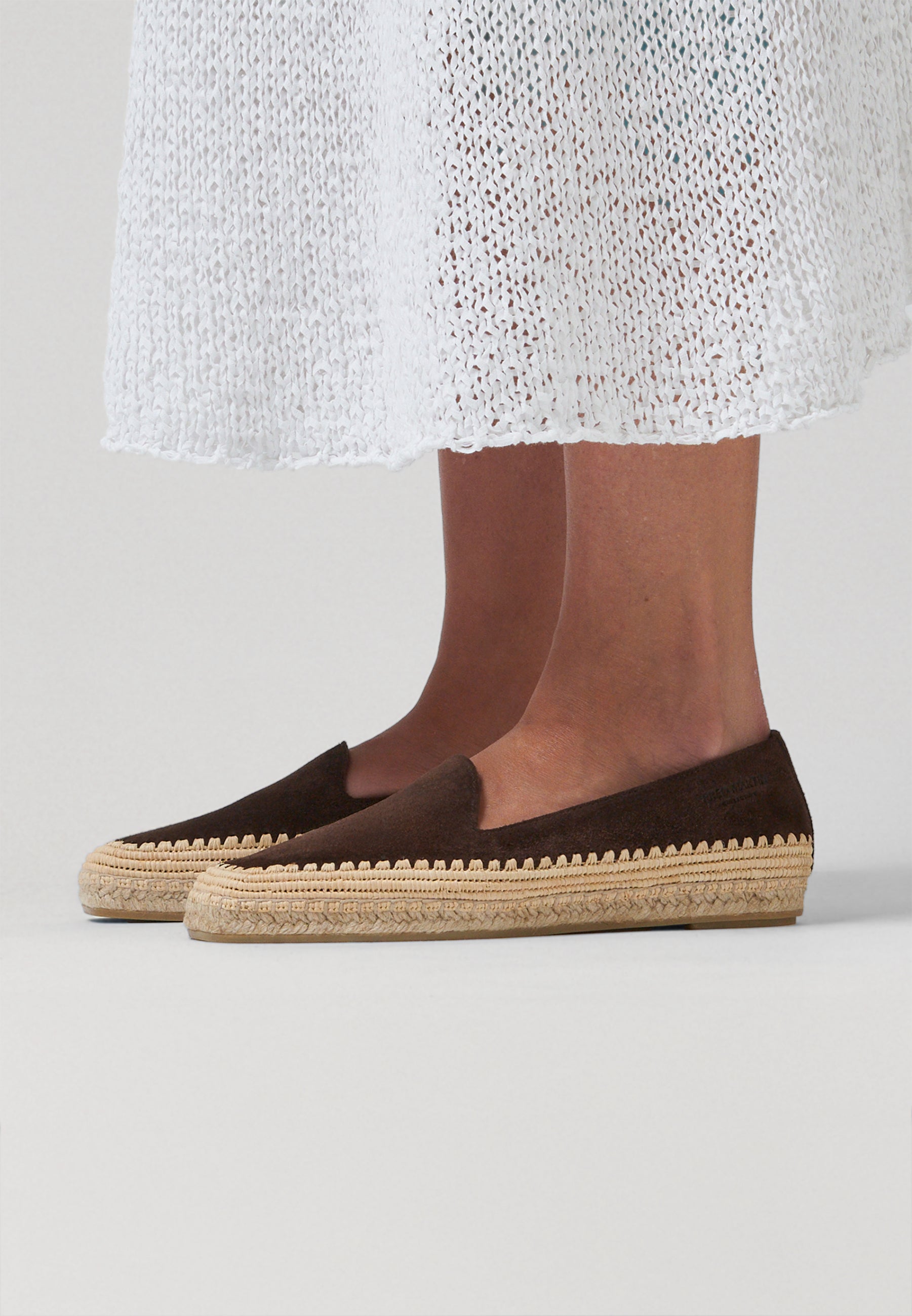 Raffia Slippers - Brun Suede