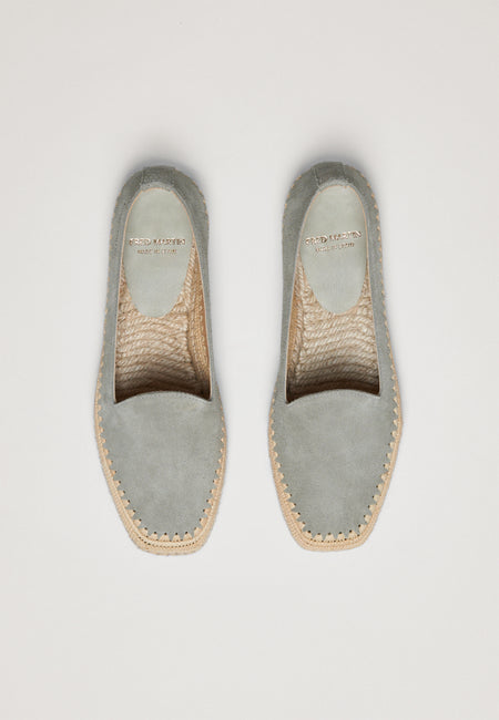 Raffia Slippers - Sage Suede