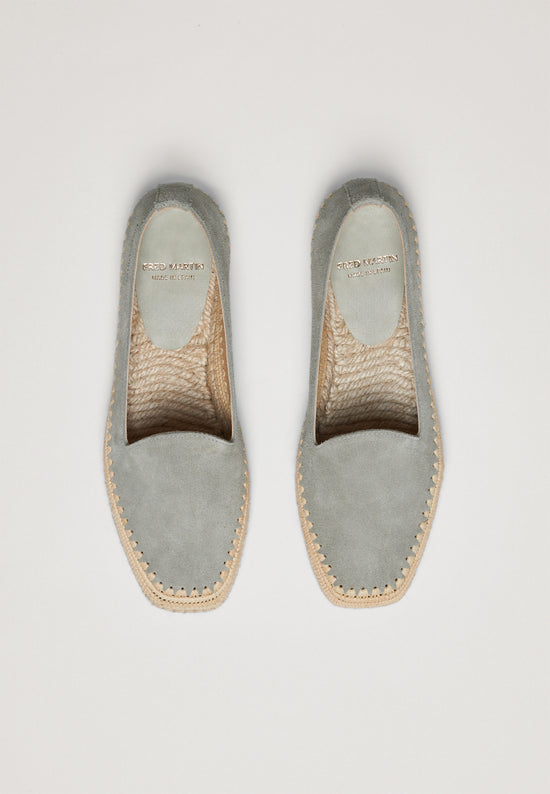 Raffia Slippers - Sage Suede