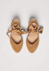 Raffia Wedges - Camel Suede