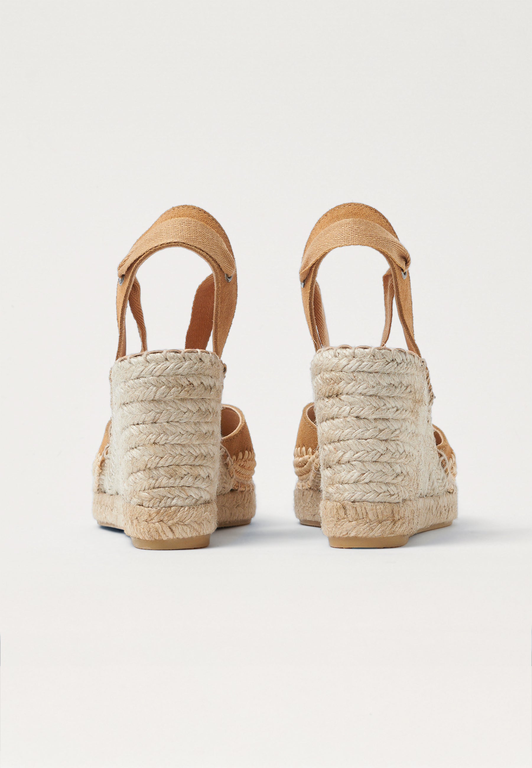 Raffia Wedges - Camel Suede