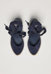 Raffia Wedges - Midnight Suede