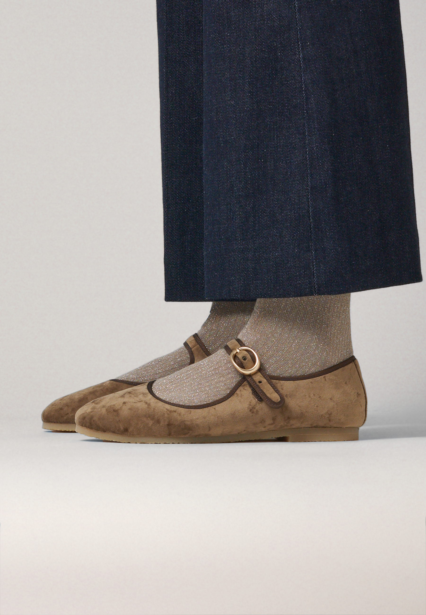 Ballerines - Daim vegan blanc