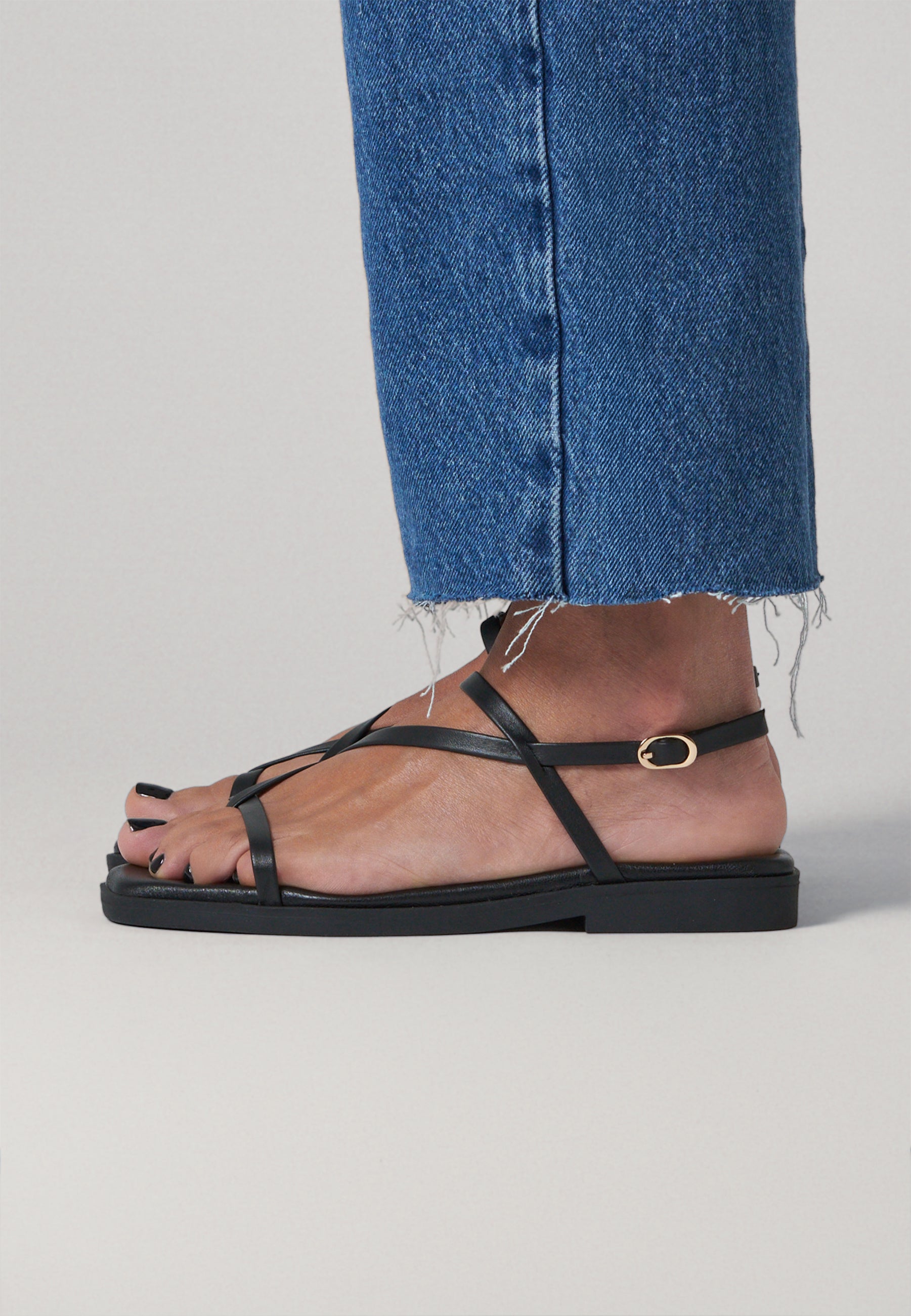 Strappy Sandals - Black Leather