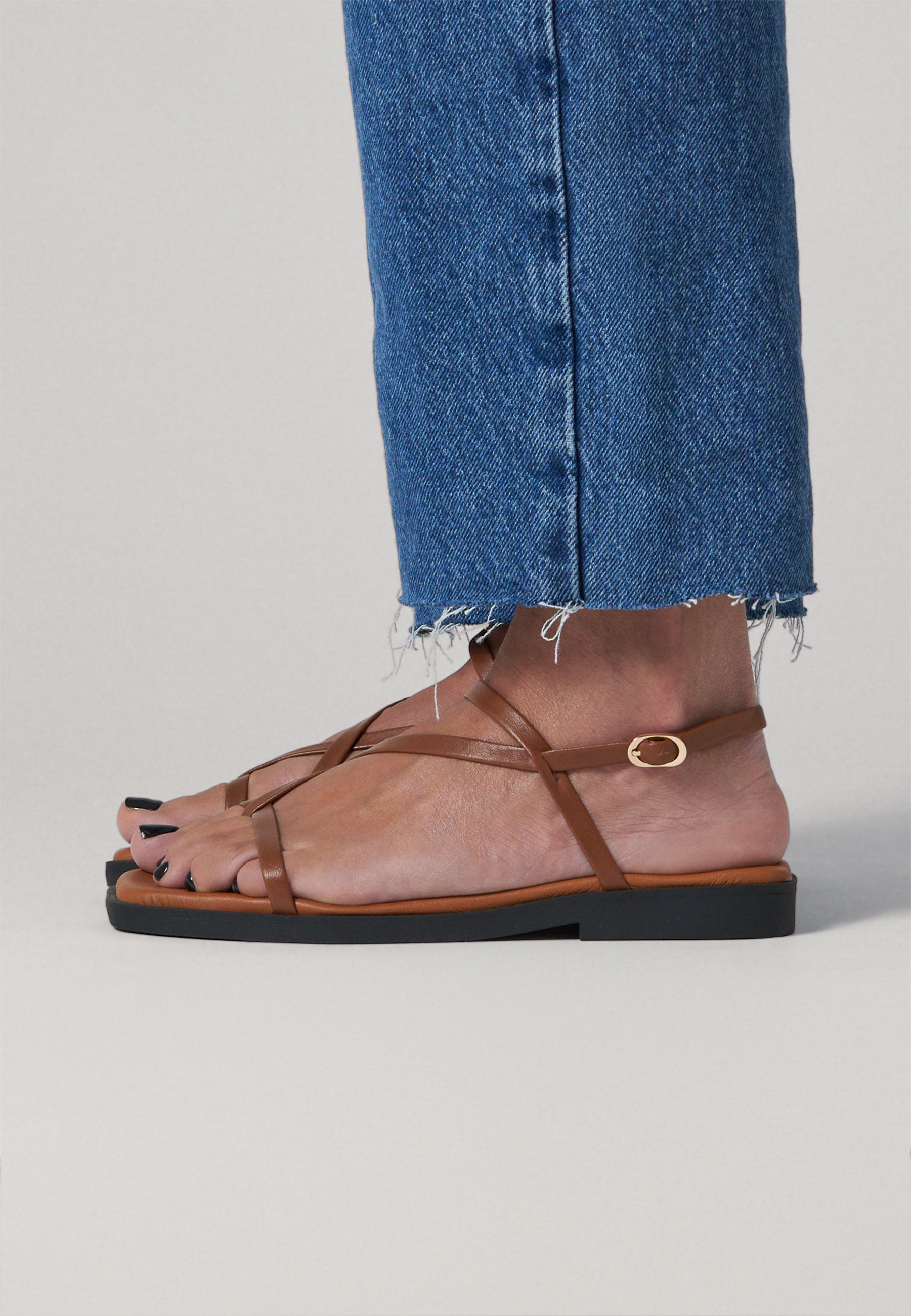 Strappy Sandals - Camel Leather